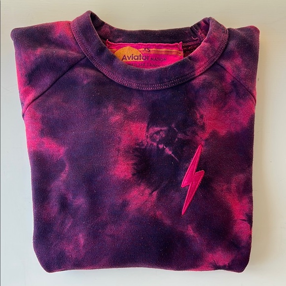 Aviator Nation Sweaters - Aviator Nation Tie-Dye Cropped Crew Sweatshirt - Size XS